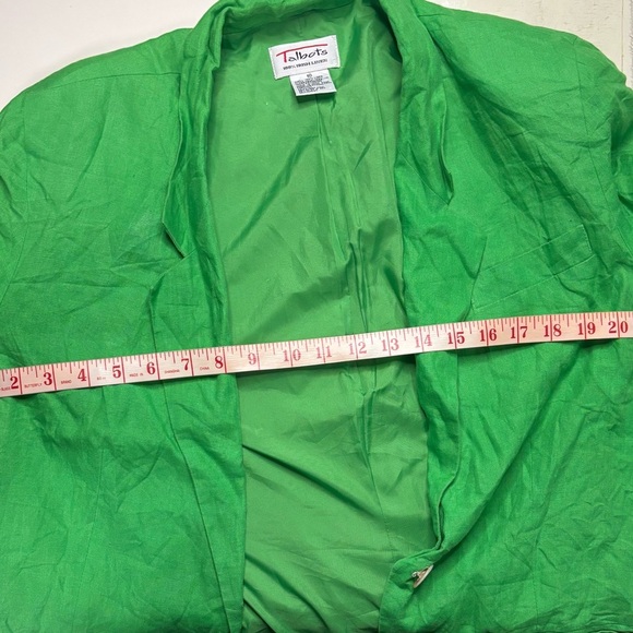 Talbots Green 100% Irish Linen Blazer Jacket Size 10 Medium Lagenlook - Picture 3 of 6